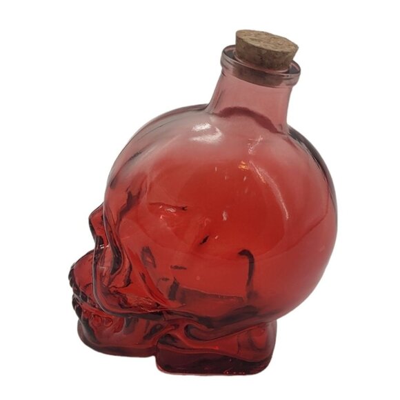 Skull Skeleton Head Red Potion Decanter with Cork Stopper - Picture 4 of 7